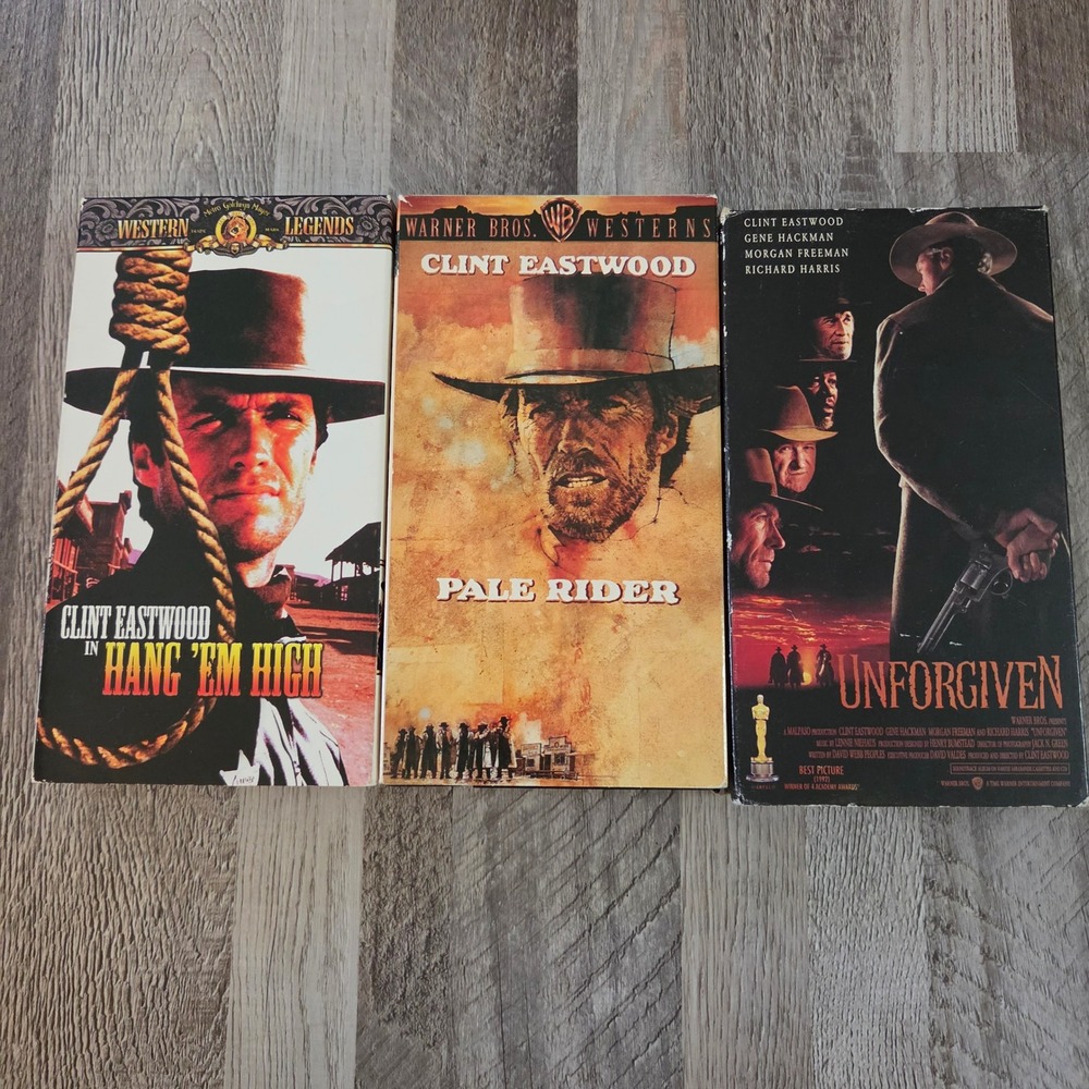 Clint Eastwood Western VHS Lot Hang Em High Pale Rider Unforgiven Vintage Movies